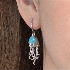 Marahlago Sterling silver, larimar Jellyfish Earrings
